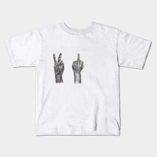 Peace Sign, Middle Finger Kids T-Shirt